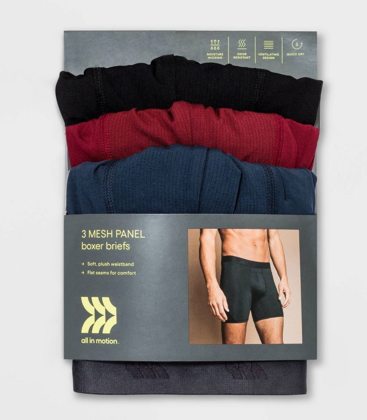 ALL IN MOTION - Men’s 3pk mesh panel boxer briefs.