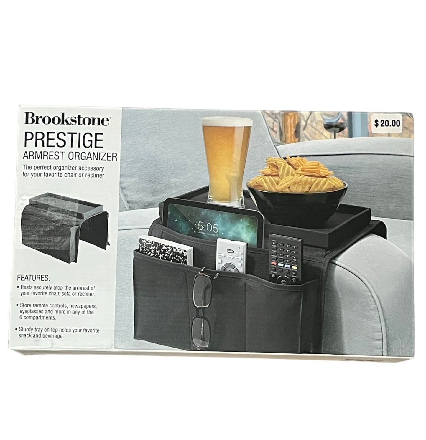 BROOKSTONE - Men’s armrest organizer travel accessory set.