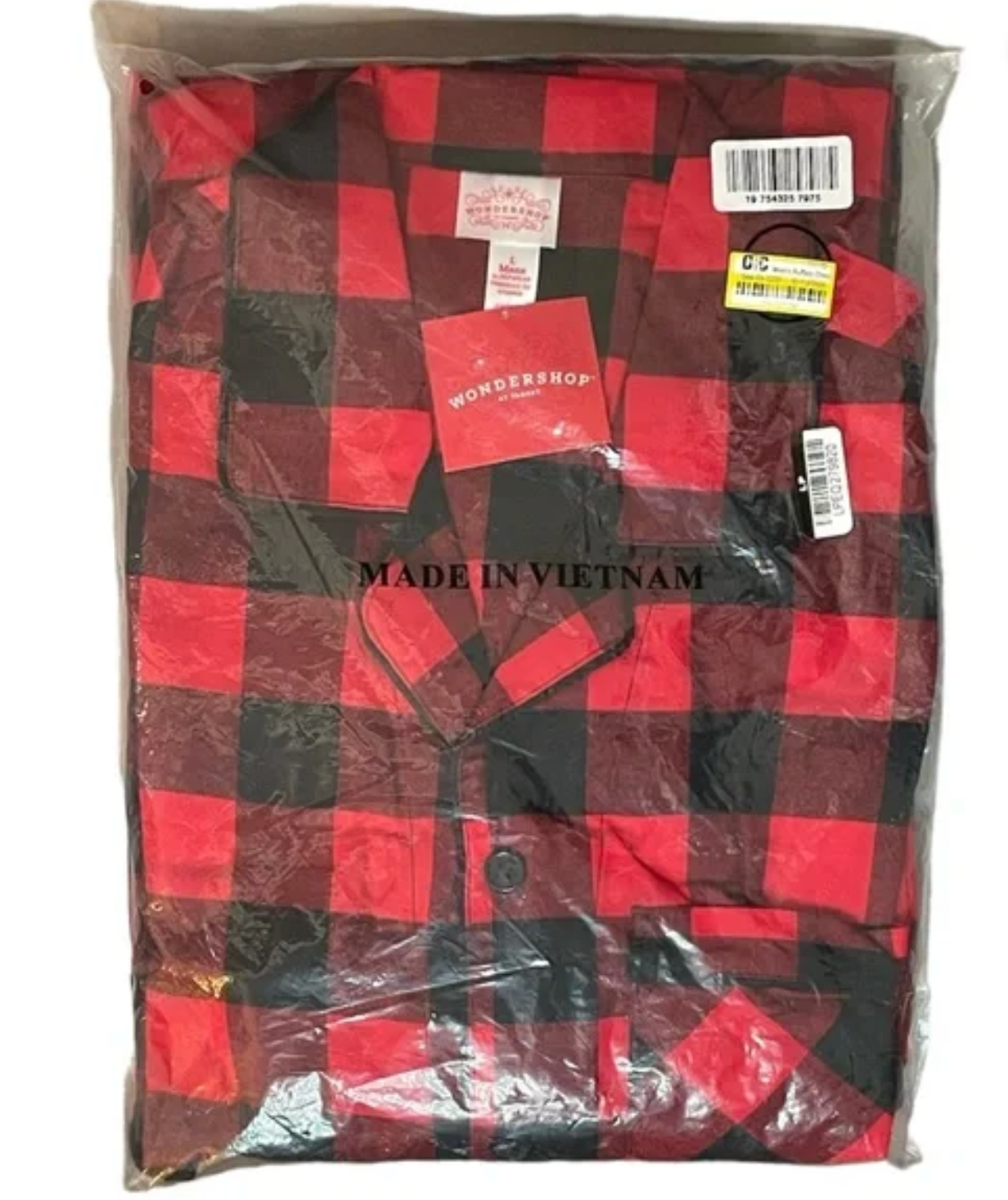 WONDERSHOP - Men’s 2-piece buffalo plaid pajama set.