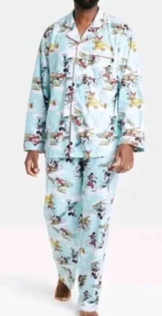 DISNEY - Men’s 100 Mickey and friends 2-piece pajama set.