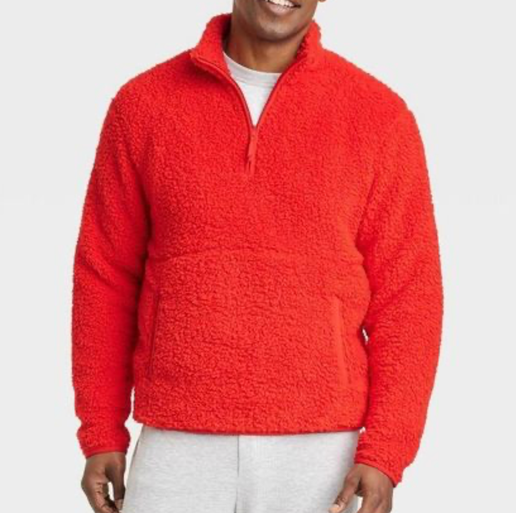 WONDERSHOP - Men’s faux shearling half zip pullover.